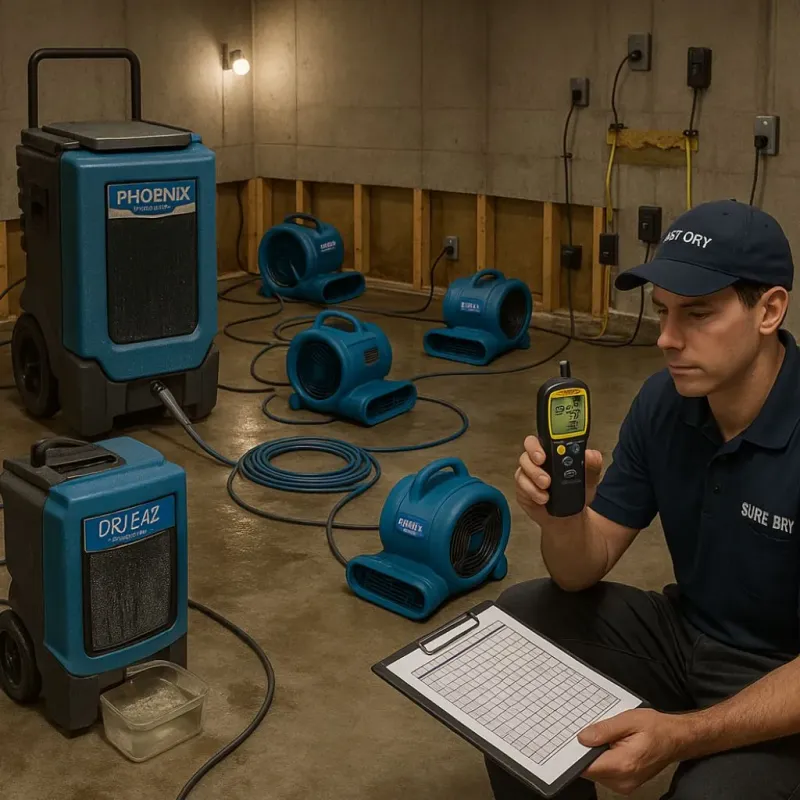 Structural Drying and Dehumidification process in Heidelberg, TX